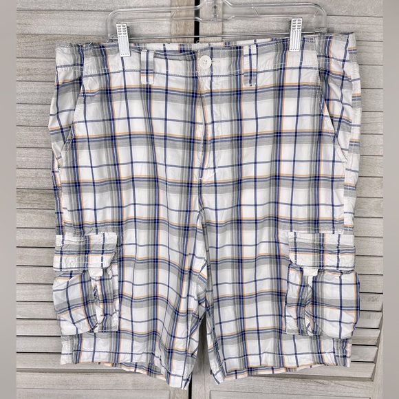 urban pipeline Other - URBAN PIPELINE Men's 100% Cotton Cargo Shorts White/Multi Plaid-36